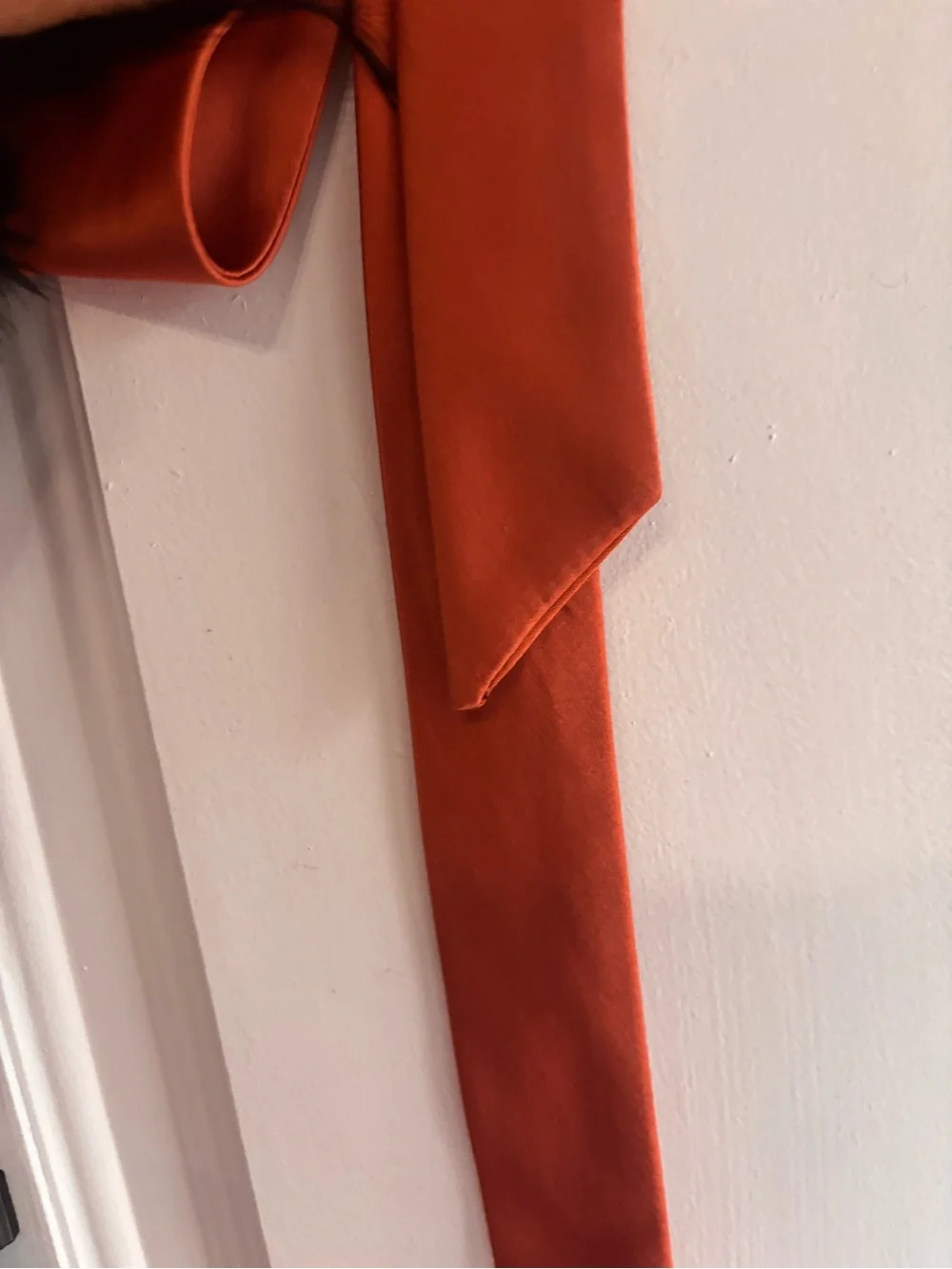 J. Crew Rust Orange Satin Belt with Black Feather Accent - Picture 4 of 4